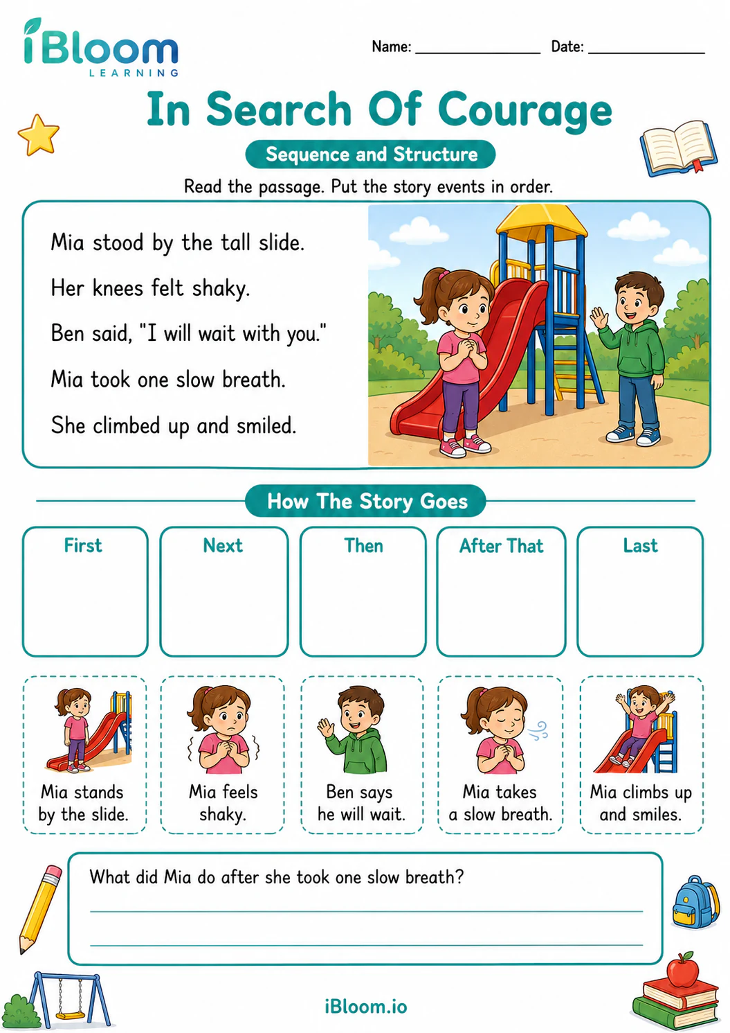 Preview of In Search Of Courage — Sequence and Structure worksheet
