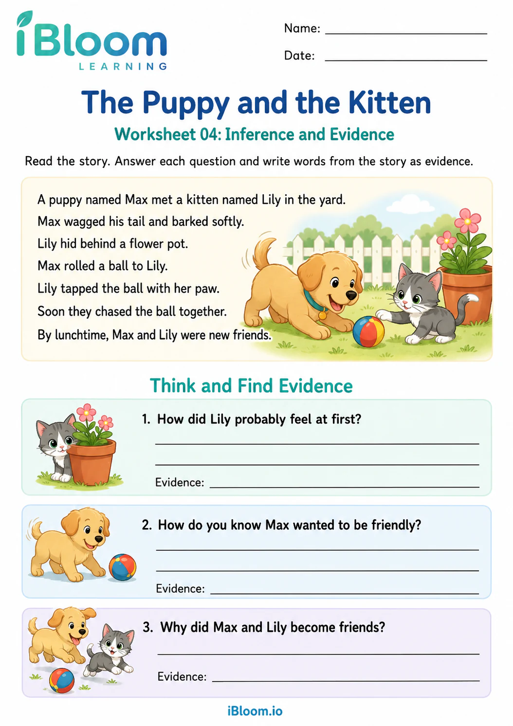 Preview page 1 of Puppy Kitten — Inference and Evidence