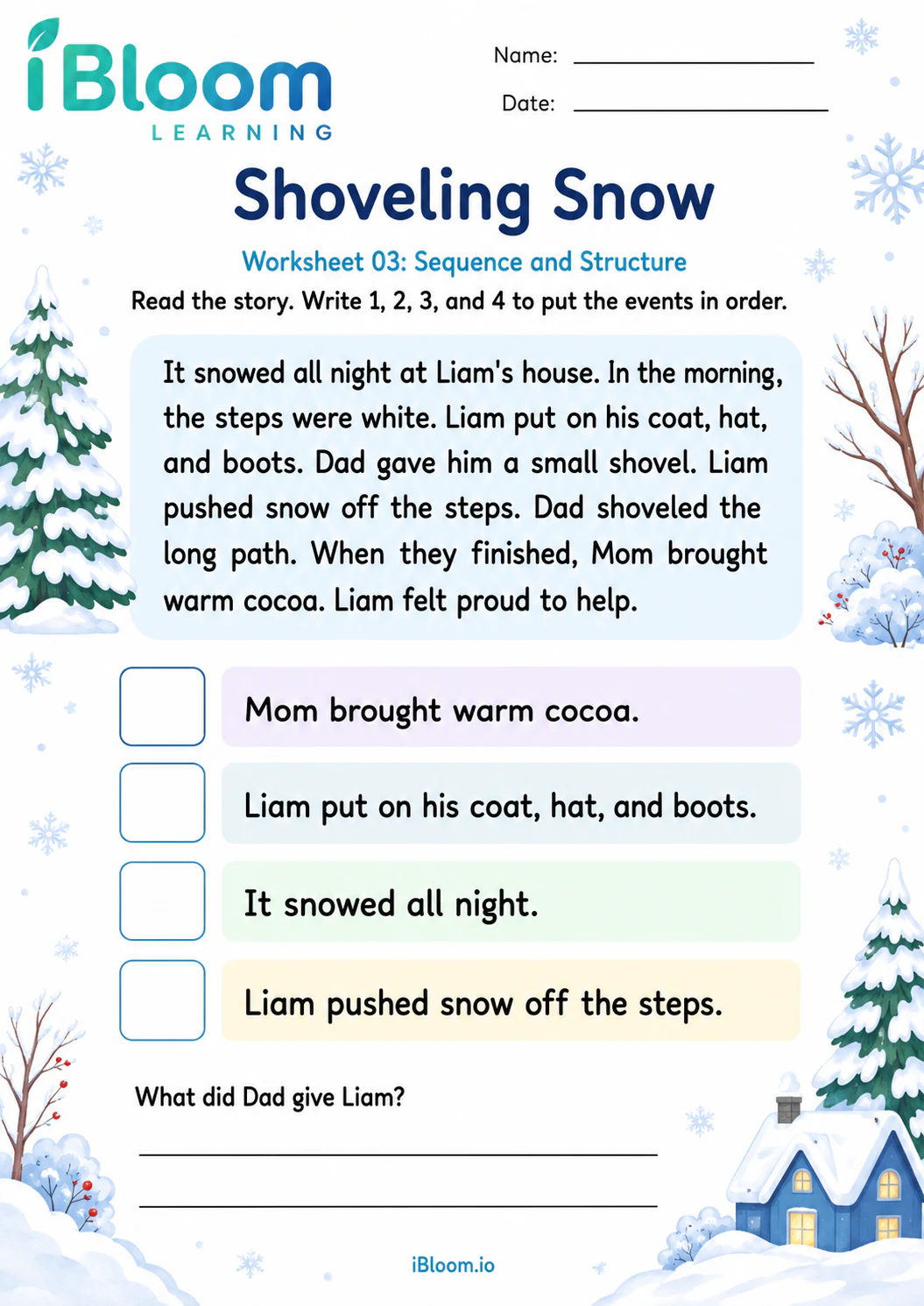 Preview page 1 of Shovel Snow — Sequence and Structure