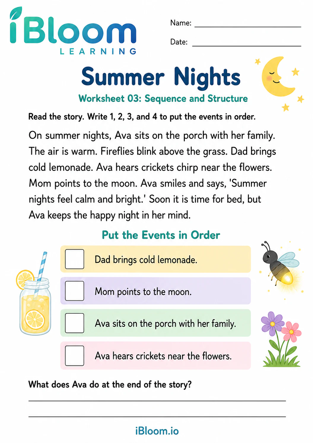 Preview page 1 of Summer Nights — Sequence and Structure