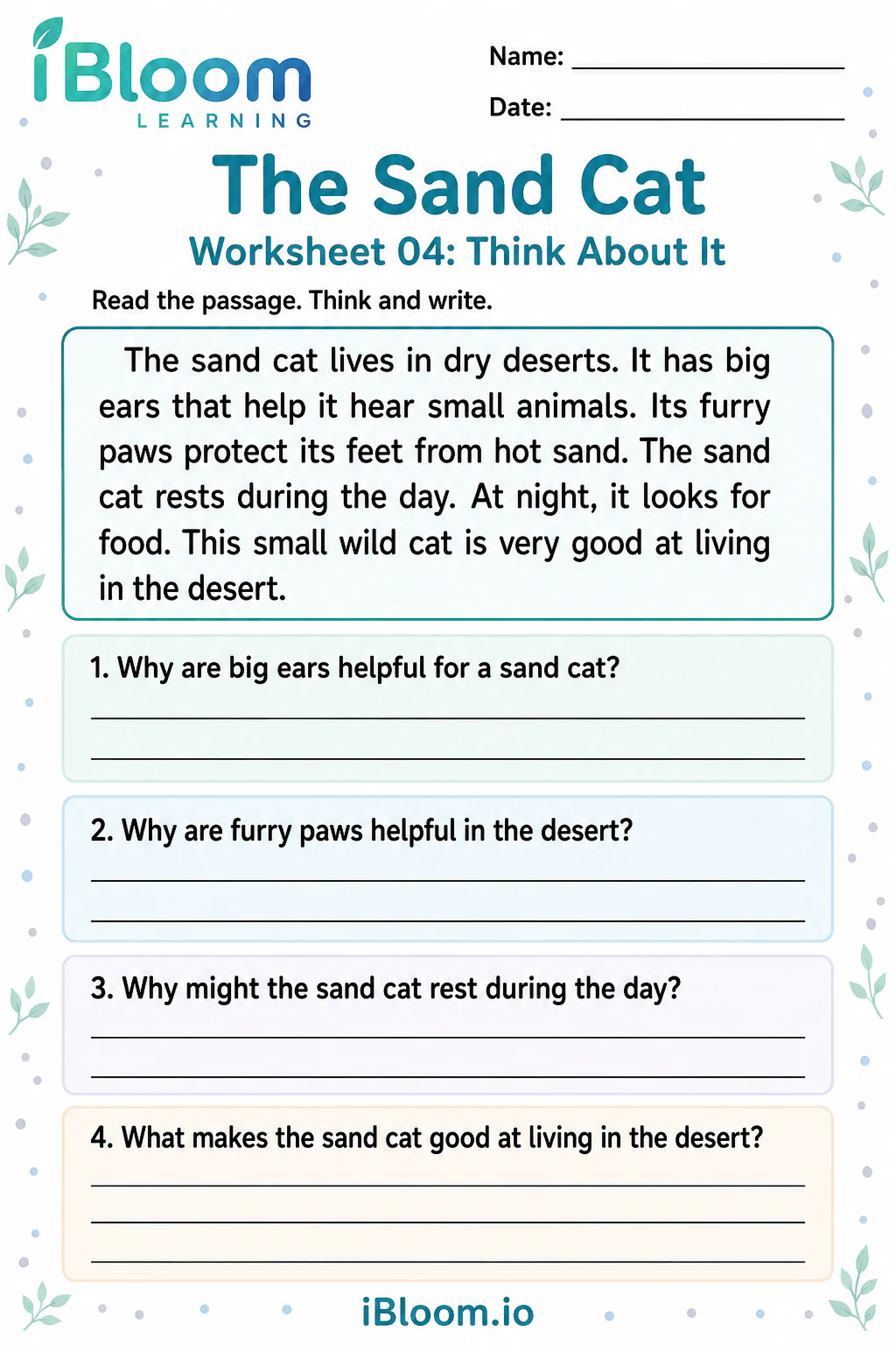 Preview page 1 of The Sand Cat — Inference and Evidence