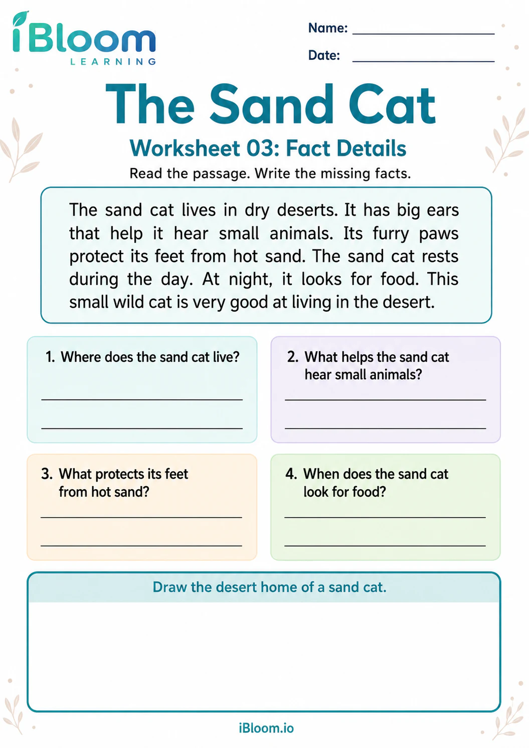 Preview page 1 of The Sand Cat — Sequence and Structure