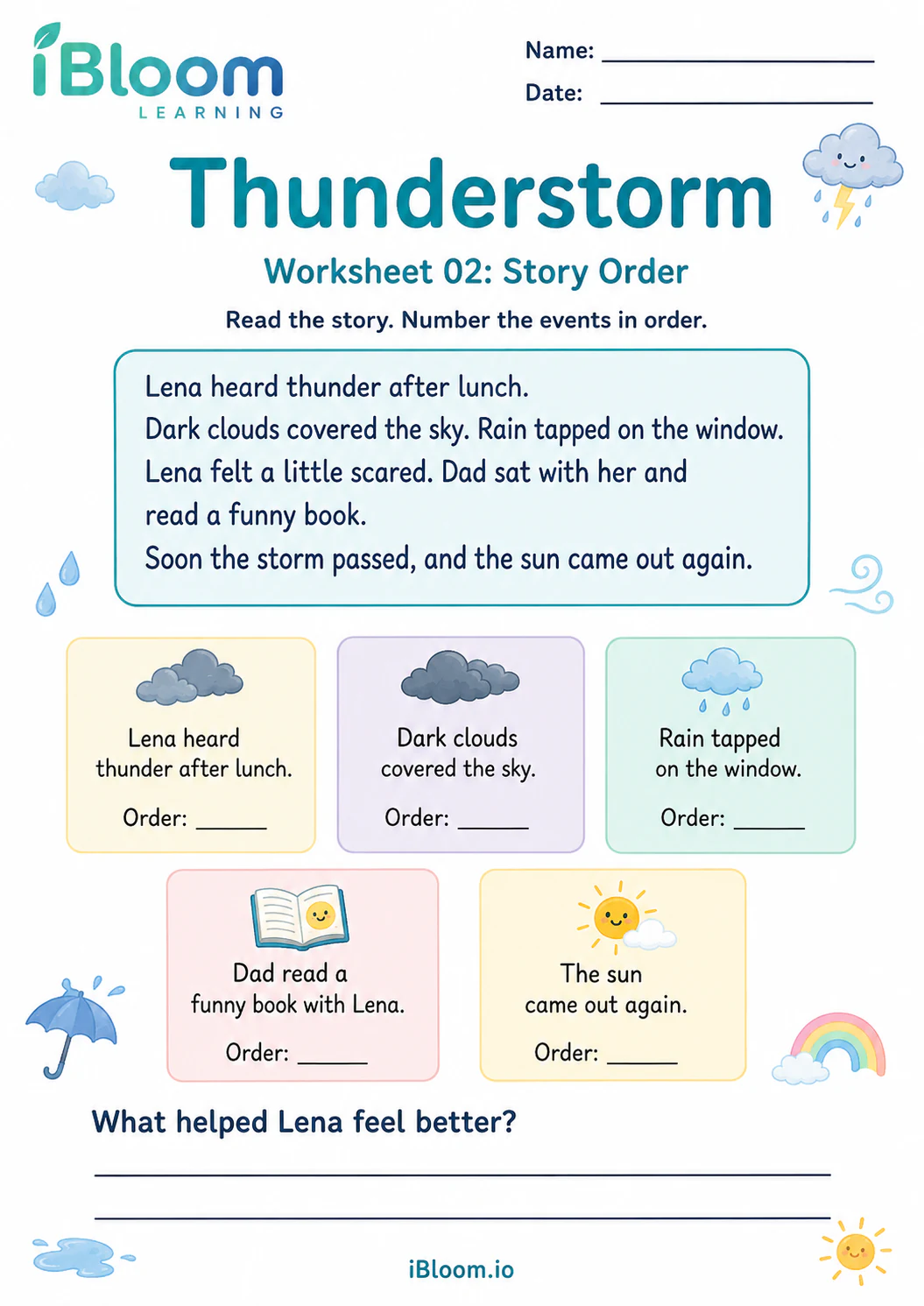 Preview page 1 of Thunderstorm — Main Idea and Details