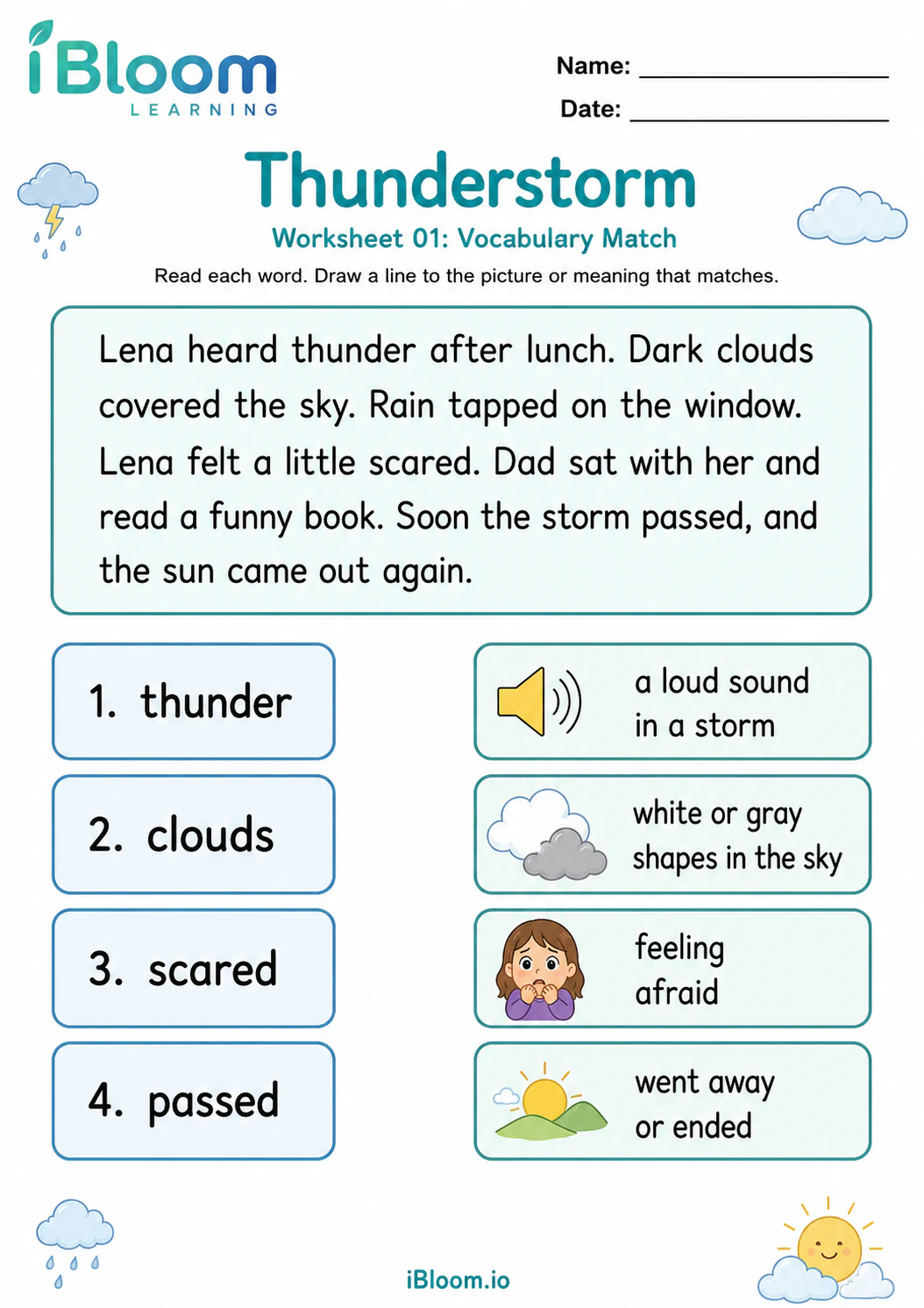 Preview page 1 of Thunderstorm — Preview and Vocabulary