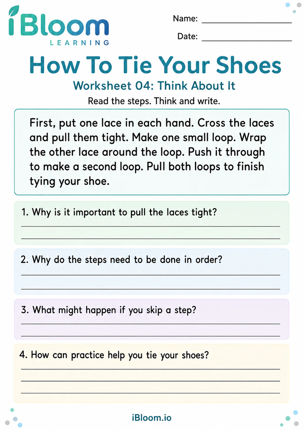 Preview page 1 of Tie Shoes — Inference and Evidence