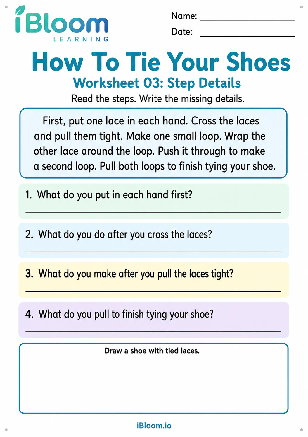 Preview page 1 of Tie Shoes — Sequence and Structure