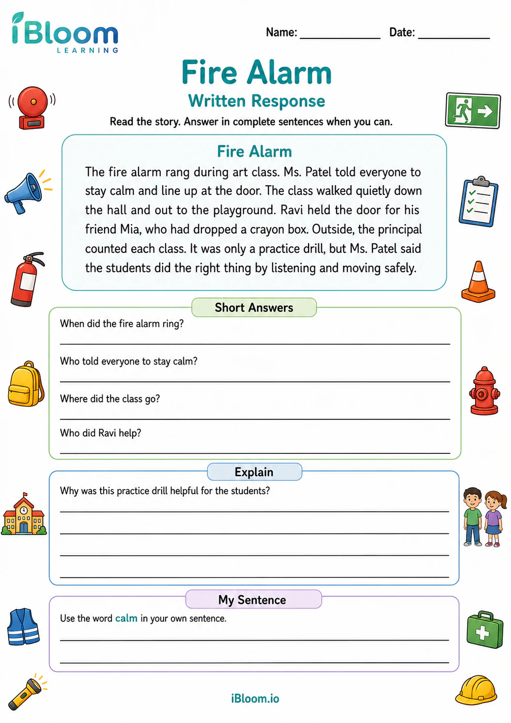 Preview page 1 of Fire Alarm — Written Response