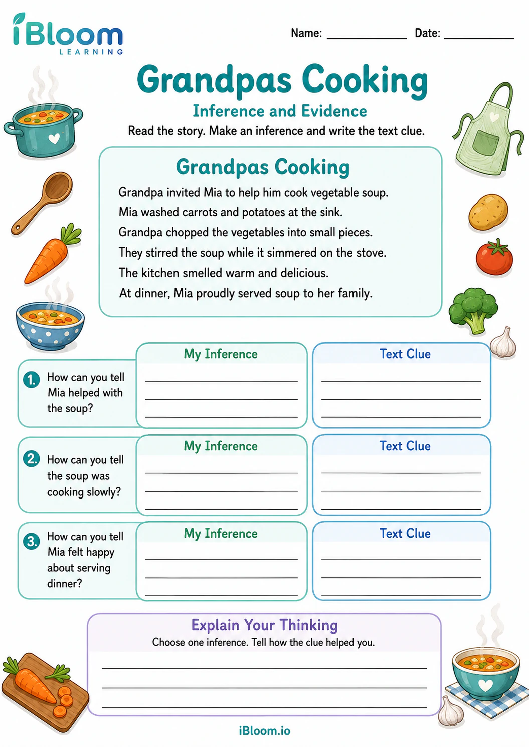 Preview page 1 of Grandpas Cooking — Inference and Evidence