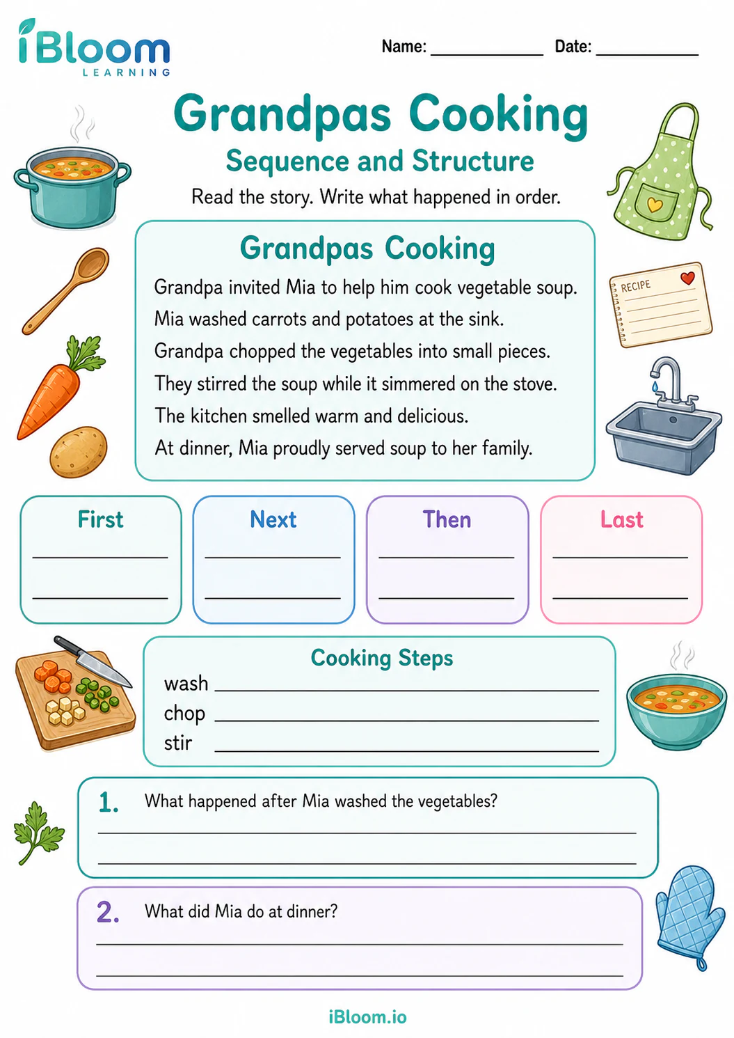 Preview page 1 of Grandpas Cooking — Sequence and Structure