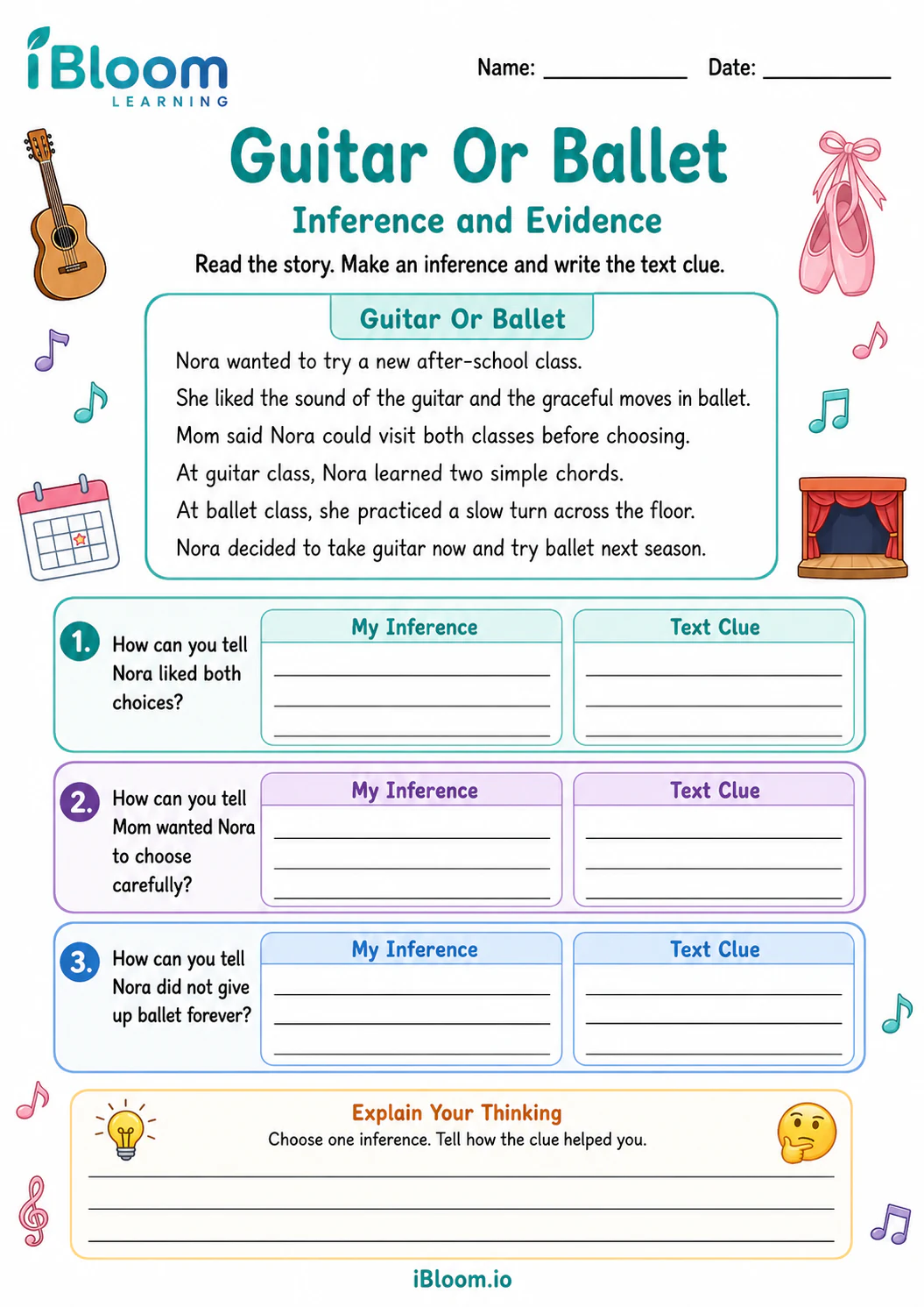 Preview page 1 of Guitar Or Ballet — Inference and Evidence