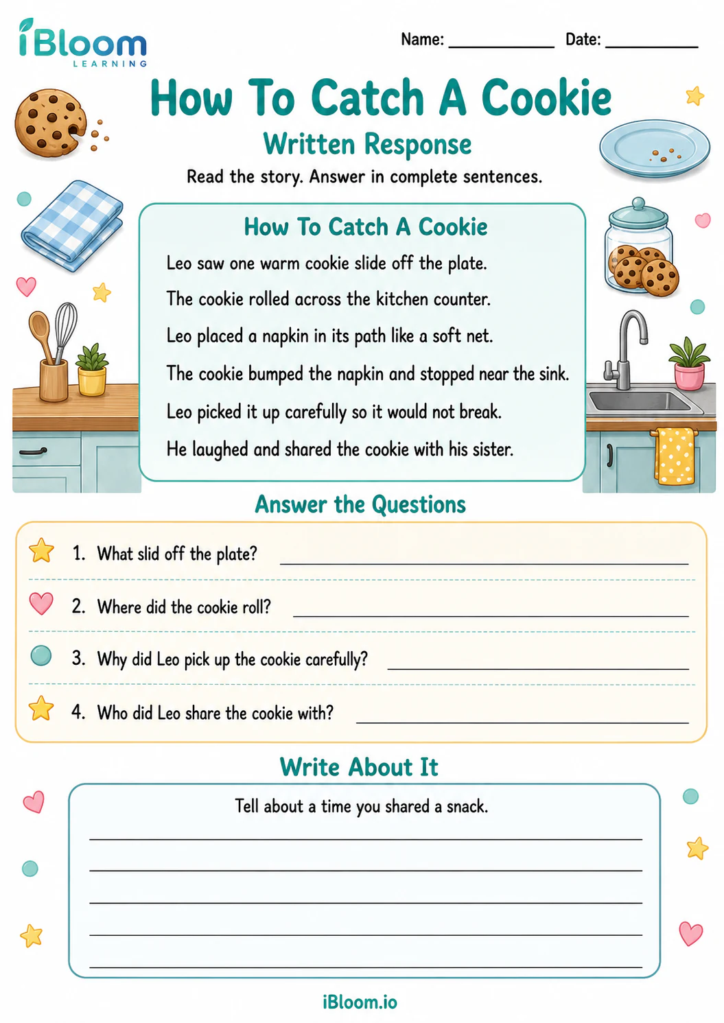 Preview page 1 of How To Catch A Cookie — Written Response
