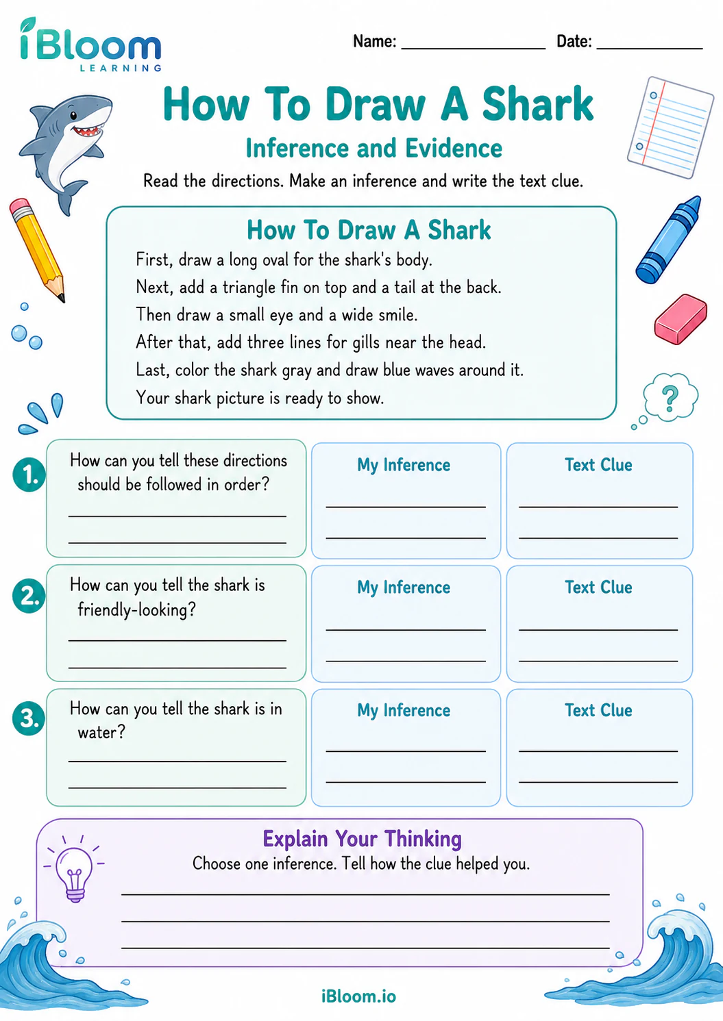 Preview page 1 of How To Draw A Shark — Inference and Evidence