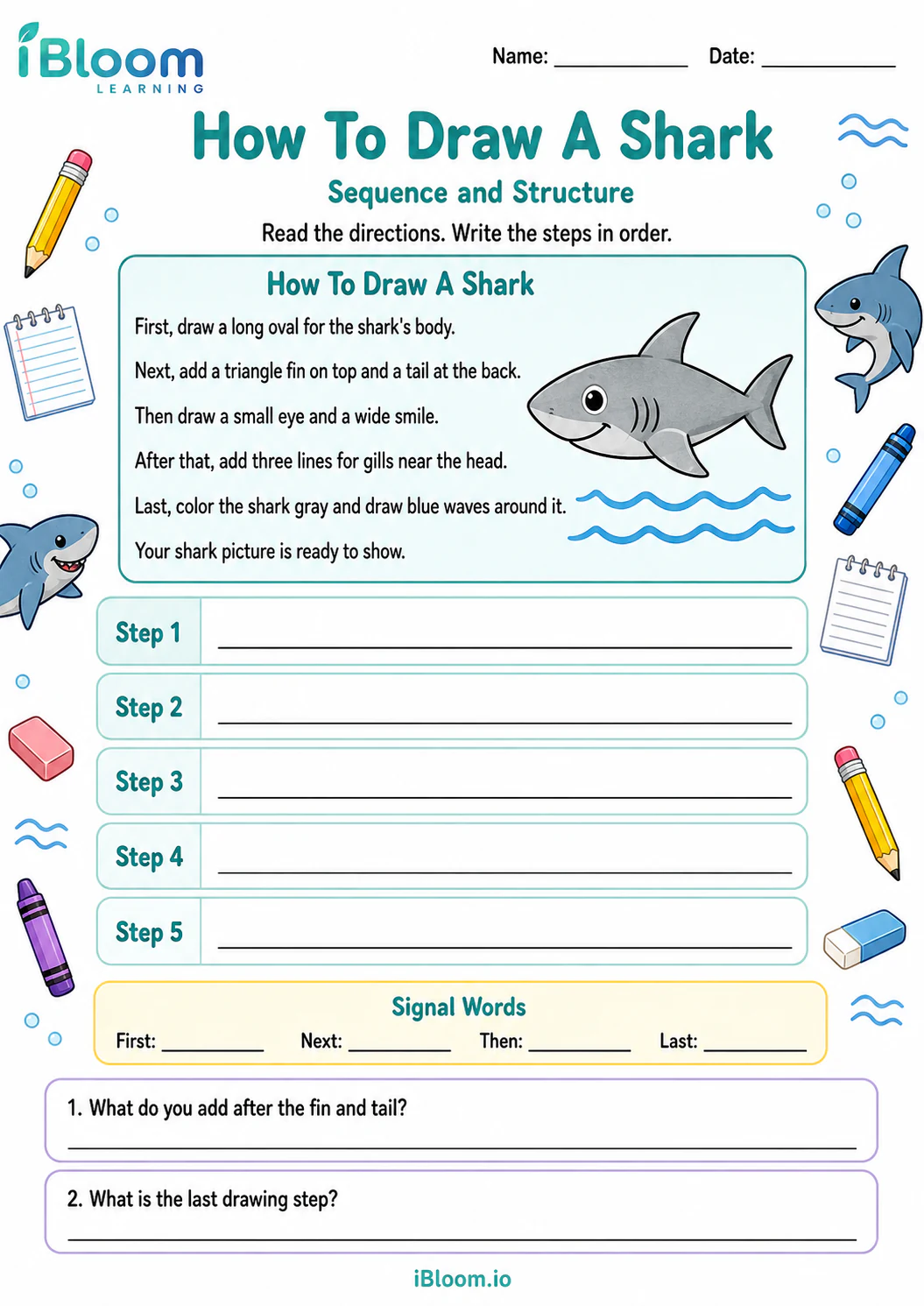 Preview page 1 of How To Draw A Shark — Sequence and Structure