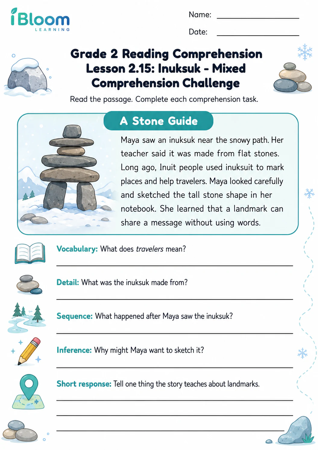 Preview page 1 of Inuksuk — Mixed Comprehension Challenge