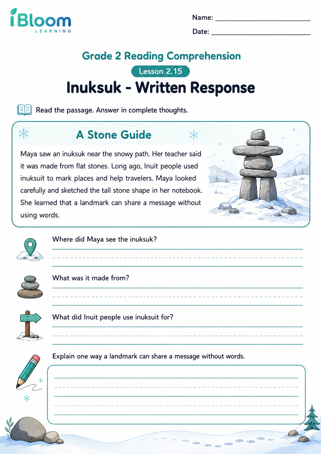 Preview page 1 of Inuksuk — Written Response
