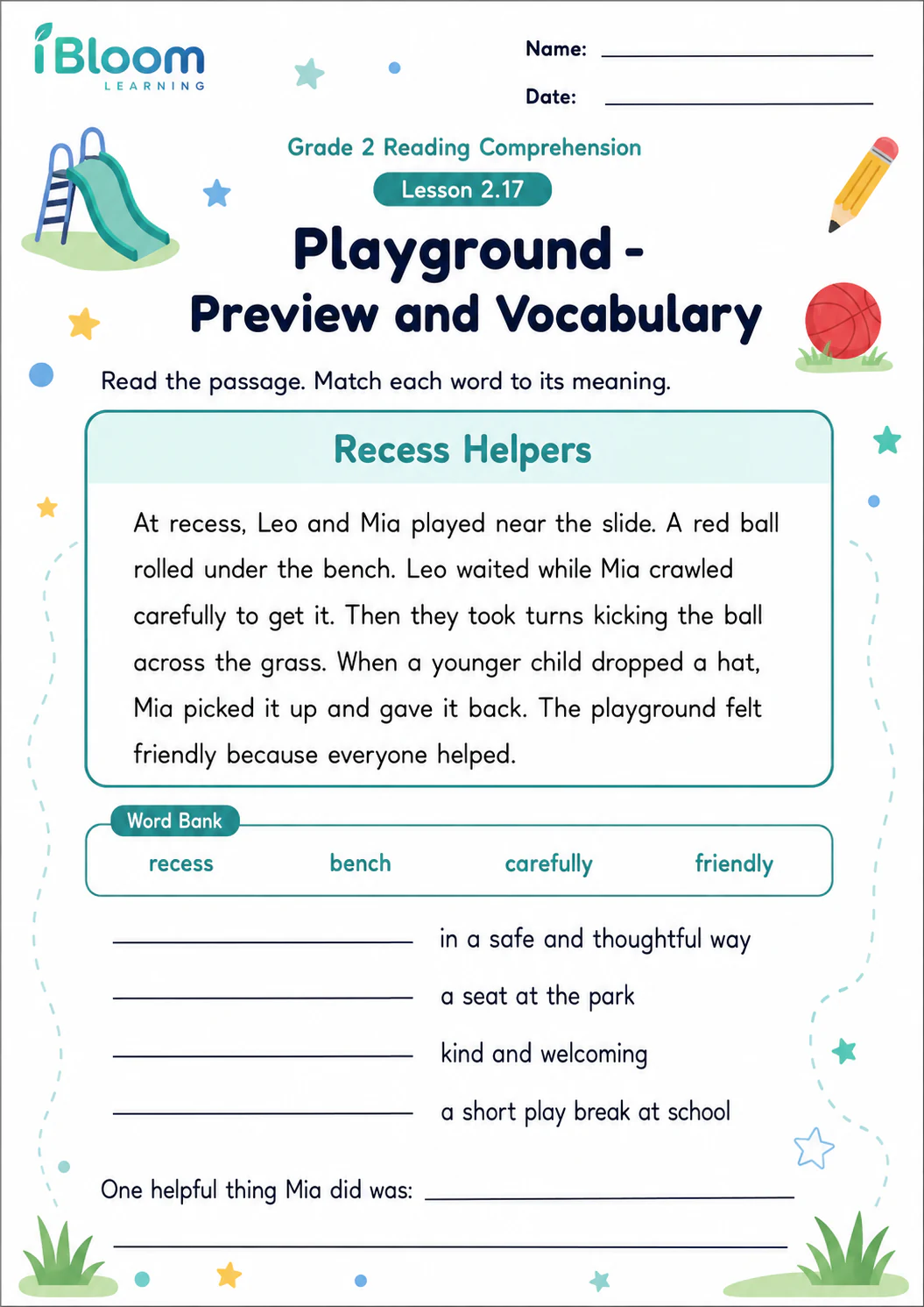 Preview page 1 of Playground — Preview and Vocabulary