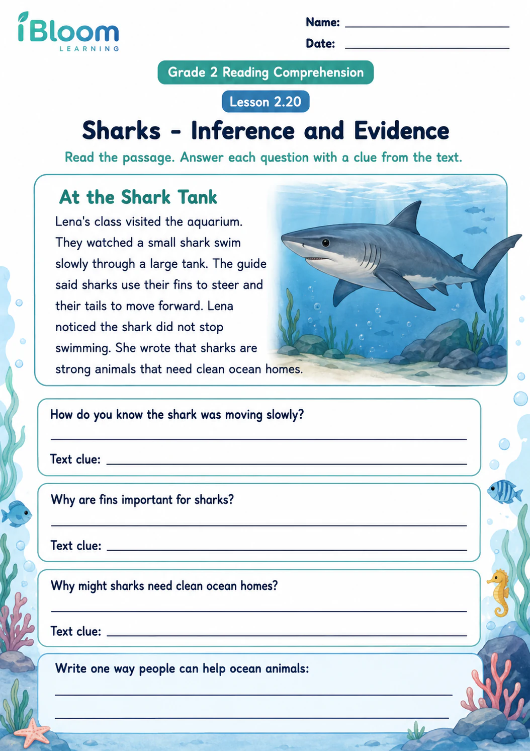 Preview of Sharks — Inference and Evidence worksheet