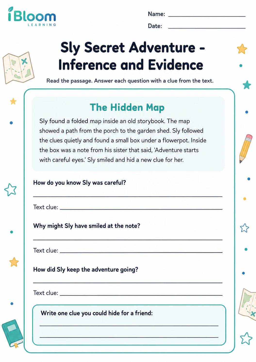 Preview page 1 of Sly Secret Adventure — Inference and Evidence
