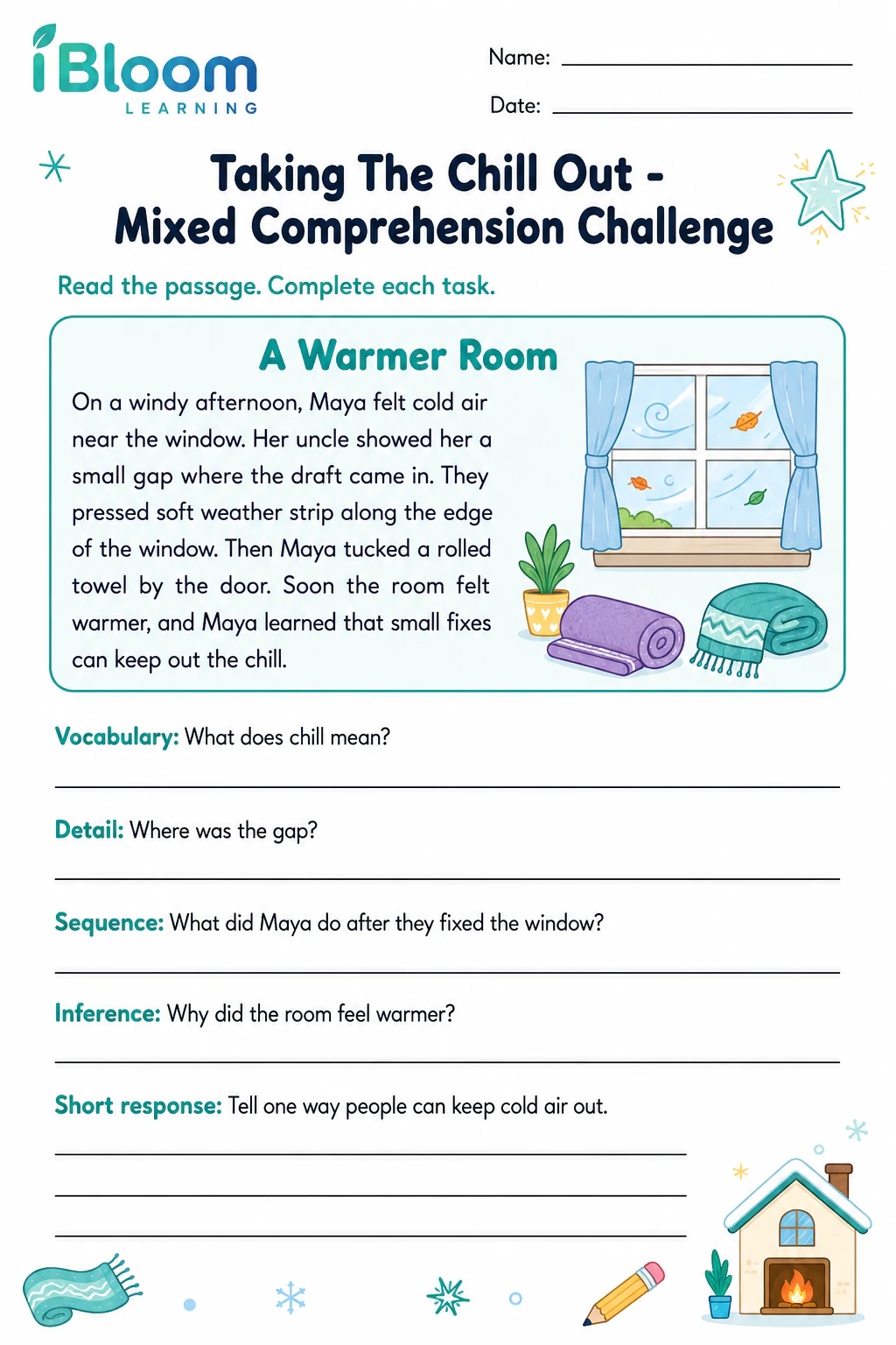 Preview page 1 of Taking The Chill Out — Mixed Comprehension Challenge