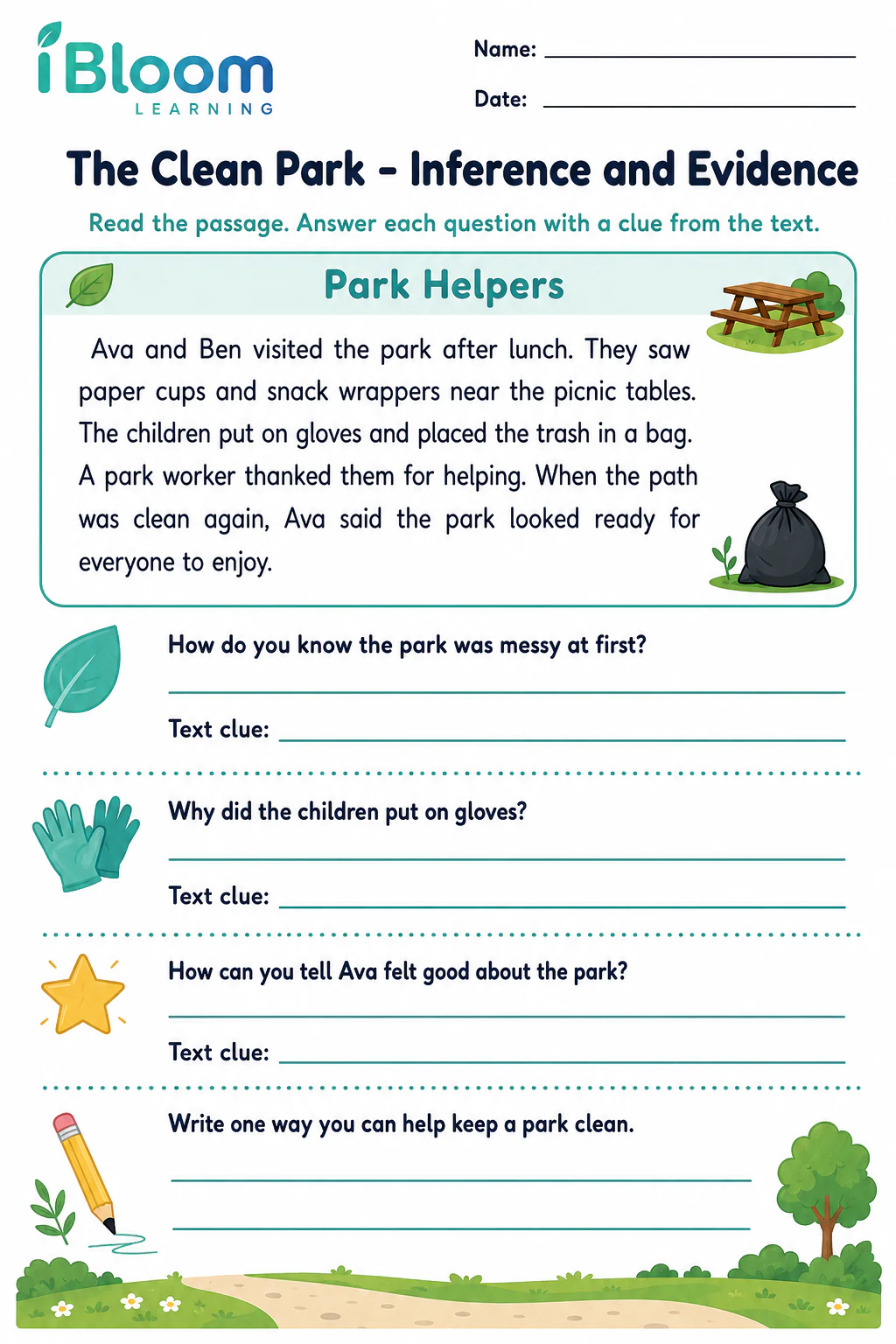 Preview page 1 of The Clean Park — Inference and Evidence