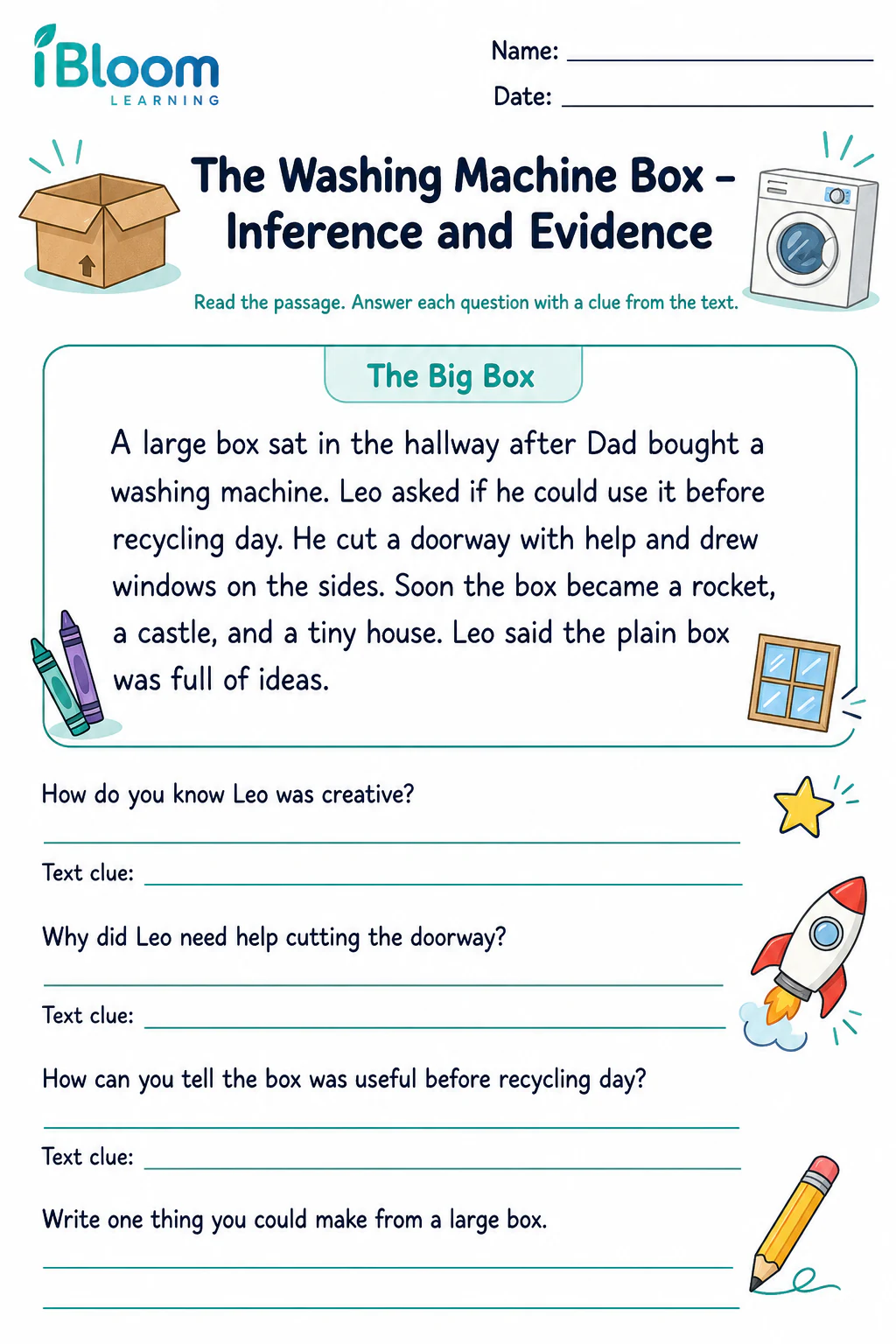 Preview page 1 of The Washing Machine Box — Inference and Evidence