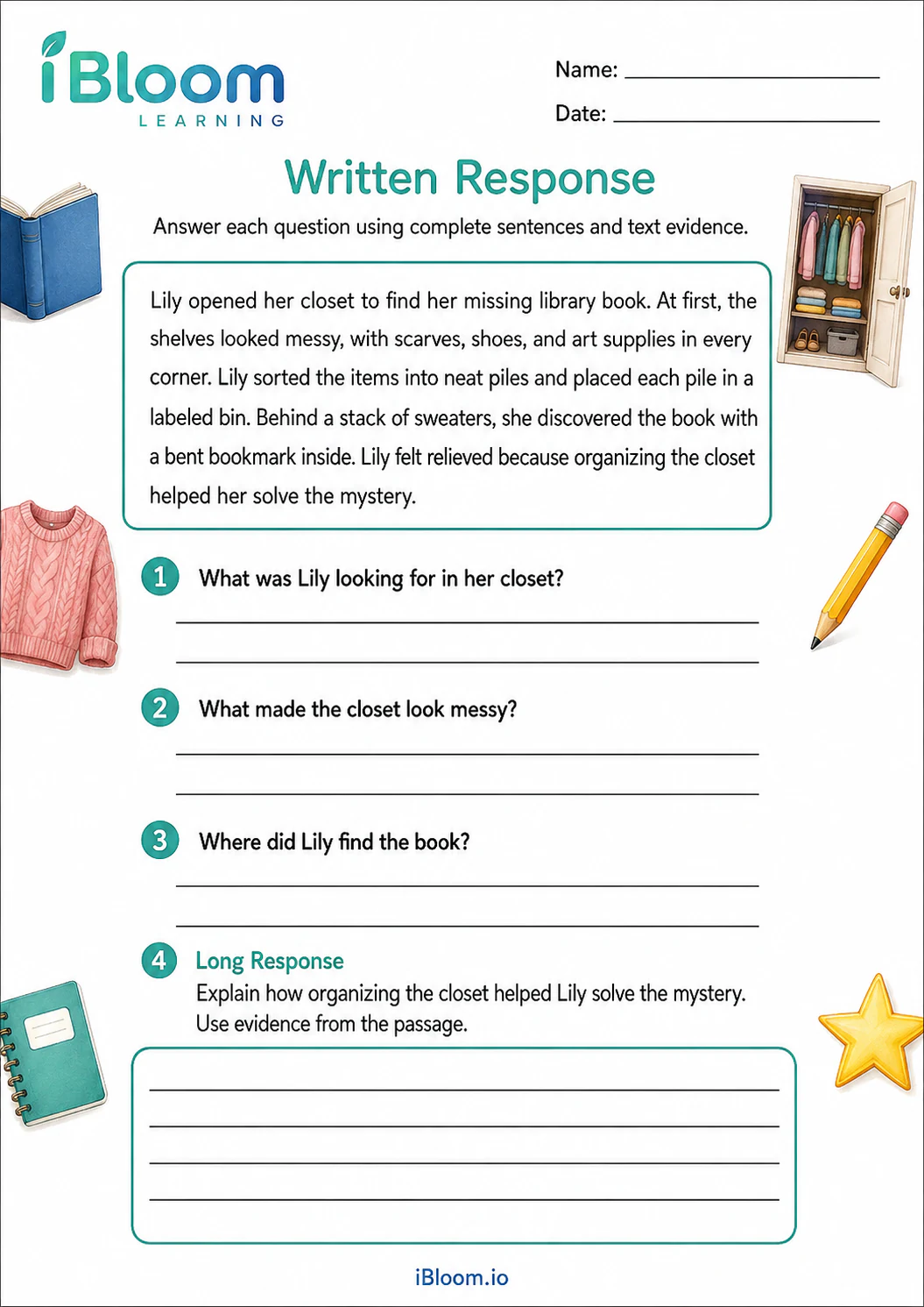Preview page 1 of Girl Closet — Written Response