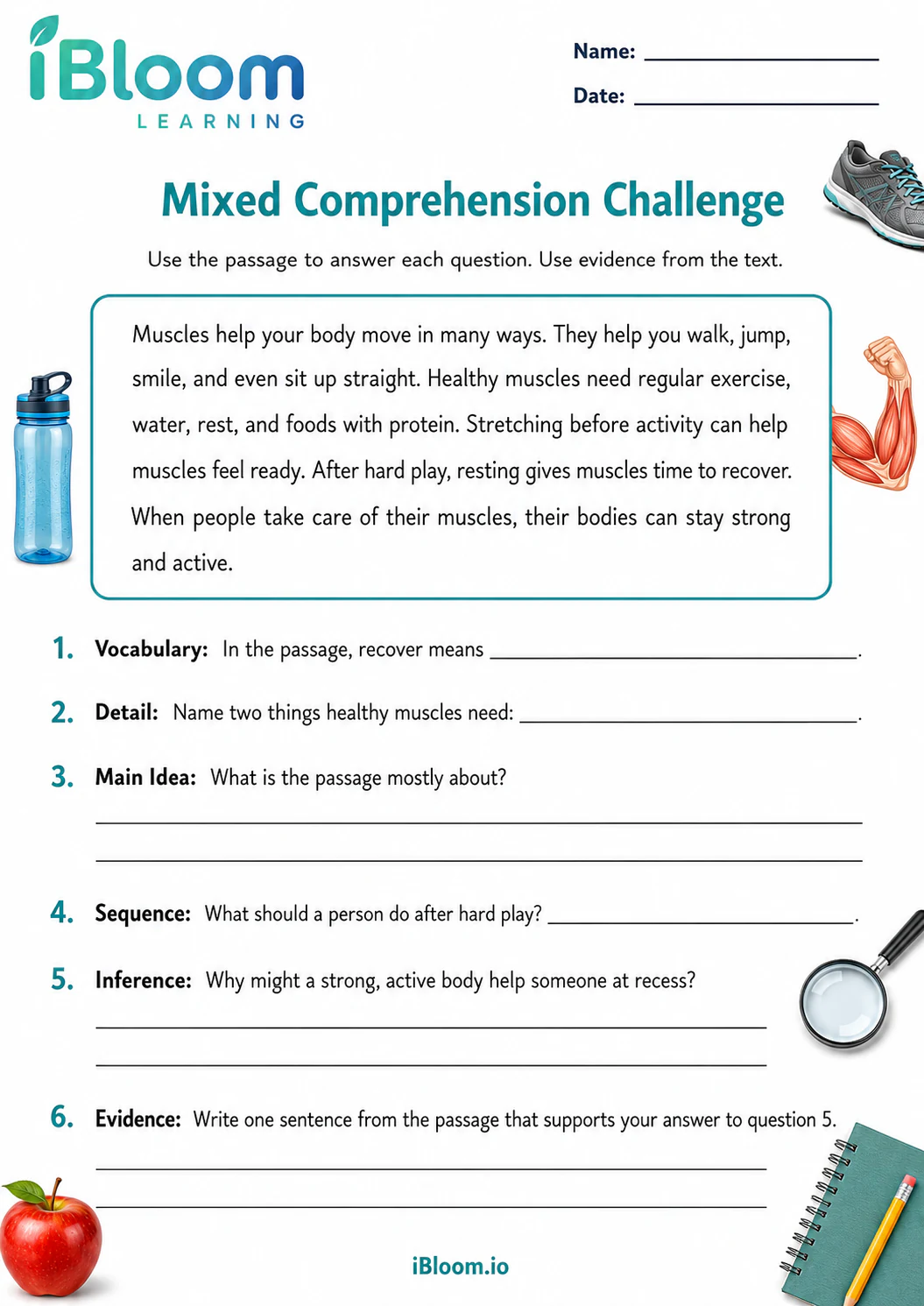 Preview page 1 of Healthy Muscles Matter — Mixed Comprehension Challenge