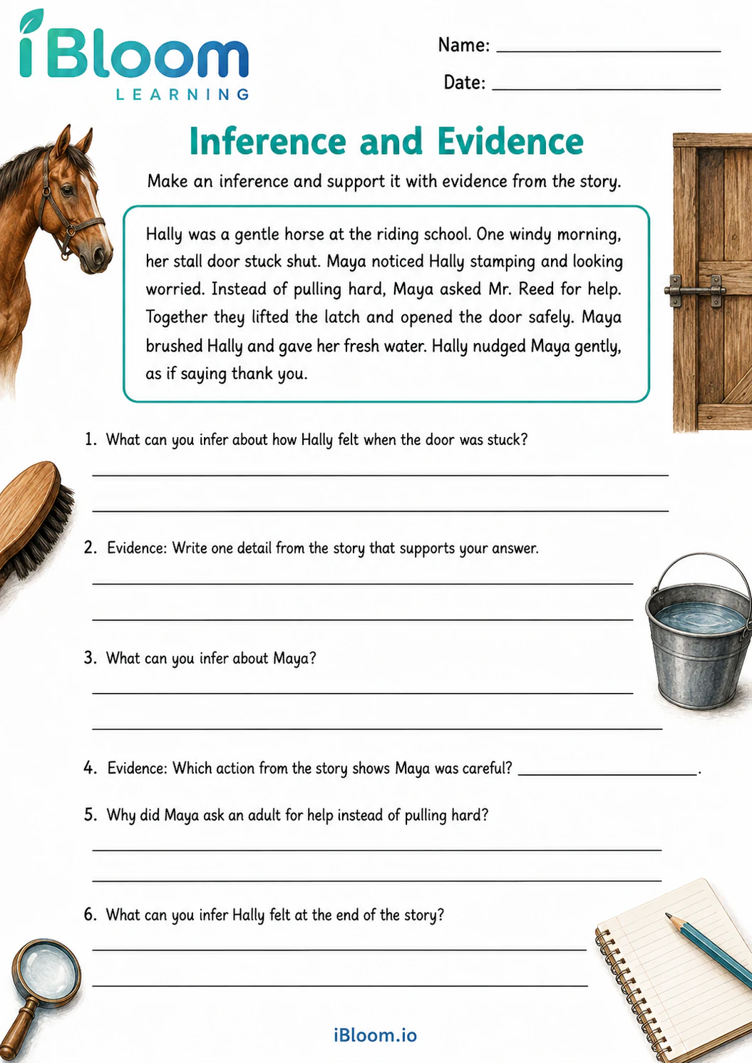 Preview page 1 of Helping Hally — Inference and Evidence