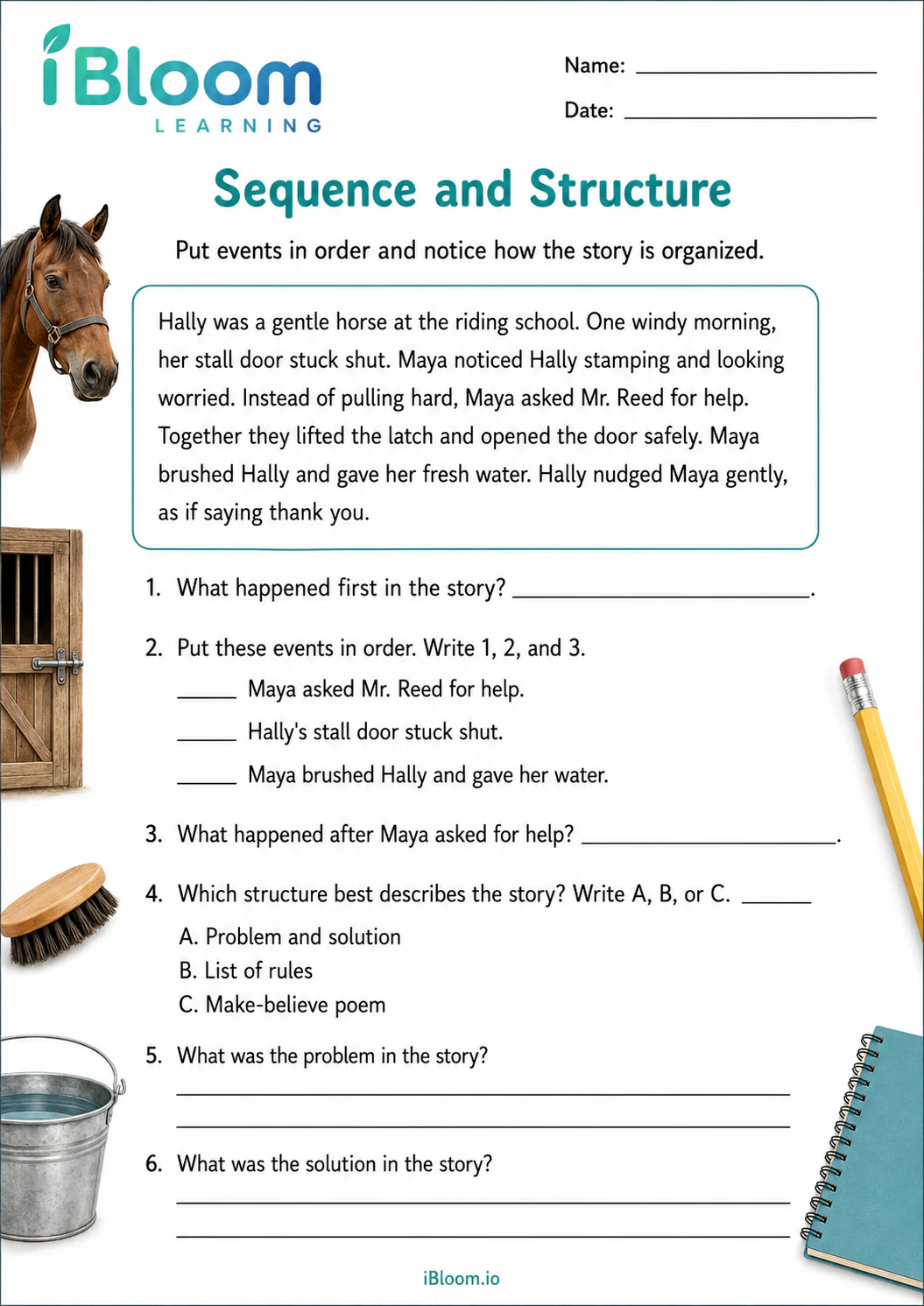 Preview page 1 of Helping Hally — Sequence and Structure