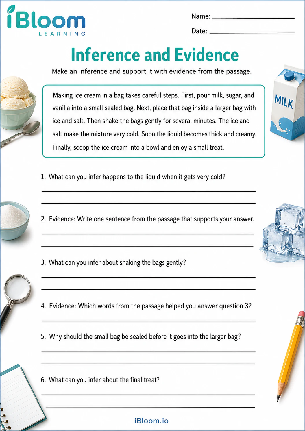 Preview page 1 of How To Make Ice Cream — Inference and Evidence