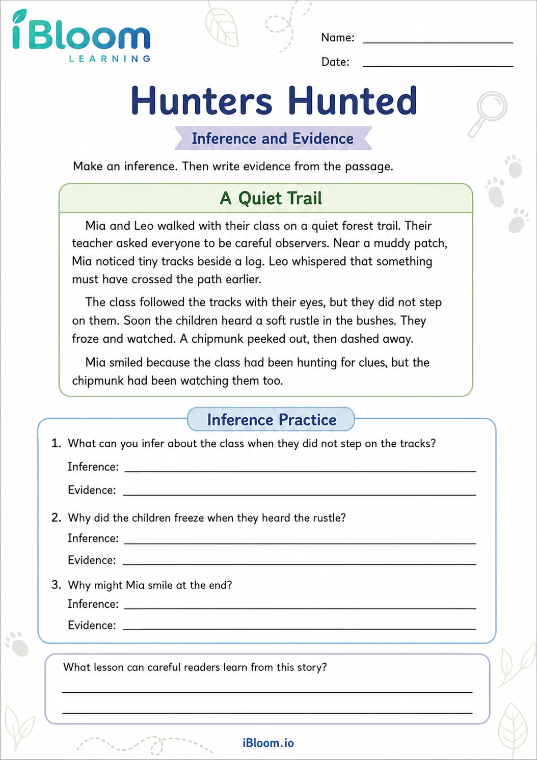 Preview page 1 of Hunters Hunted — Inference and Evidence