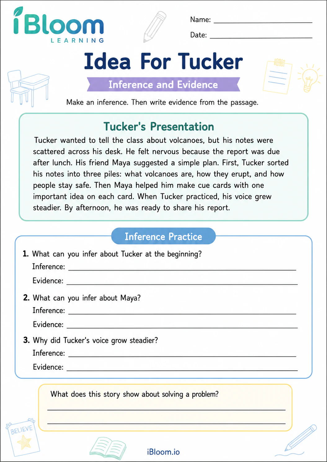 Preview page 1 of Idea For Tucker — Inference and Evidence