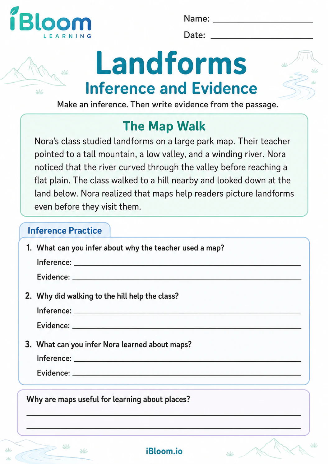 Preview page 1 of Landforms — Inference and Evidence