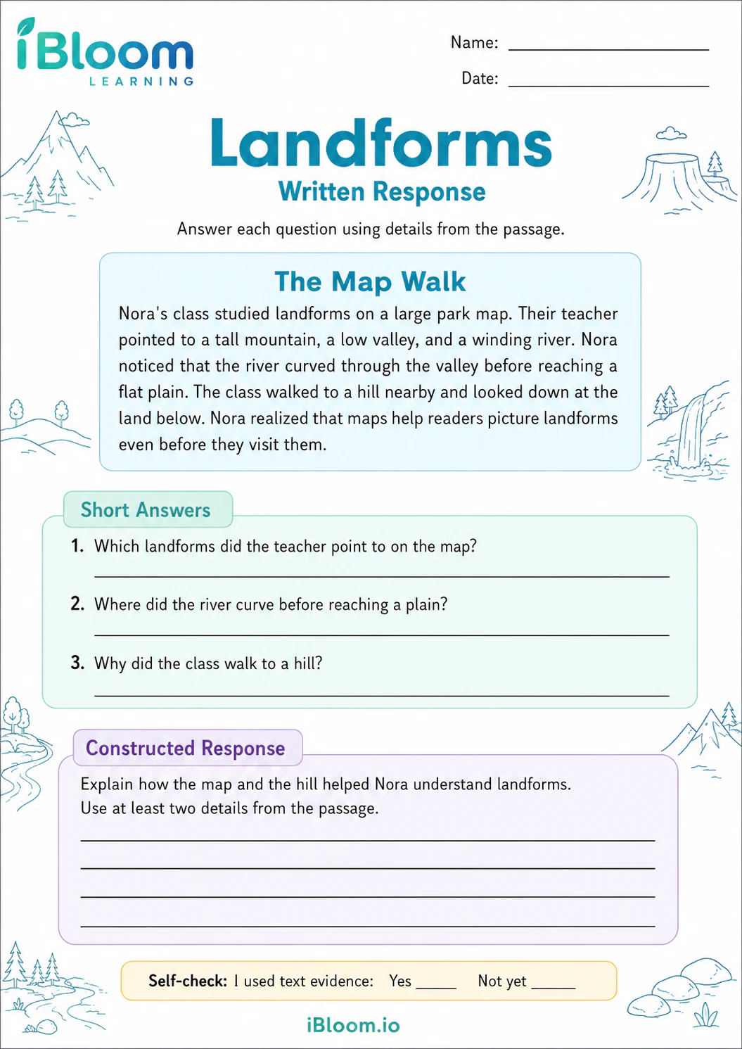 Preview page 1 of Landforms — Written Response