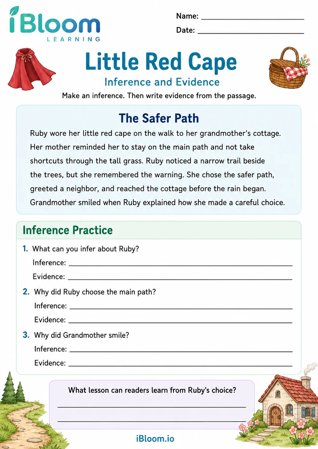 Preview page 1 of Little Red Cape — Inference and Evidence
