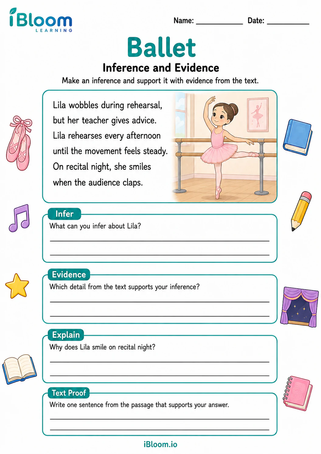 Preview of Ballet — Inference and Evidence worksheet