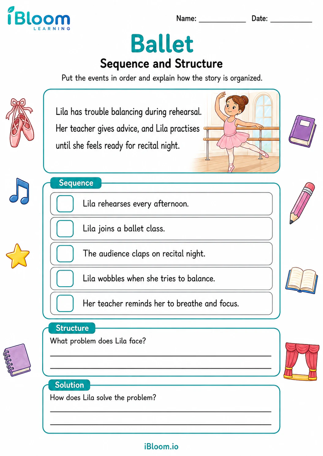 Preview of Ballet — Sequence and Structure worksheet