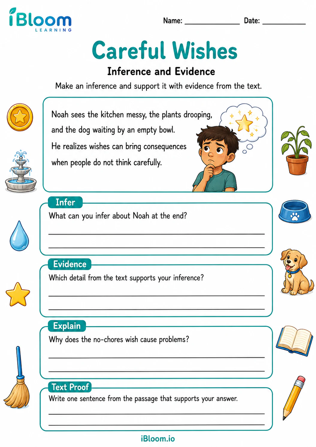 Preview of Careful Wishes — Inference and Evidence worksheet