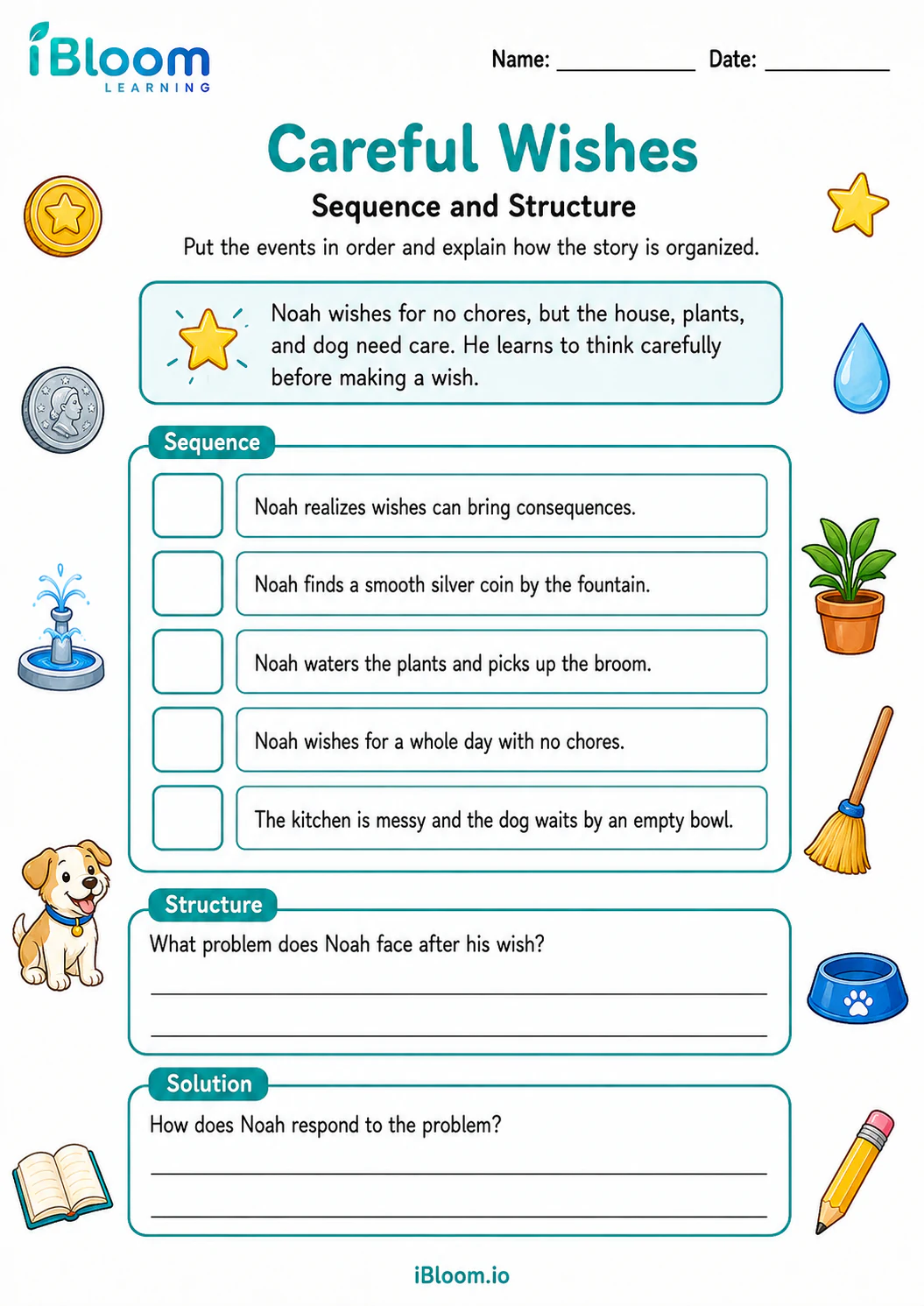 Preview of Careful Wishes — Sequence and Structure worksheet