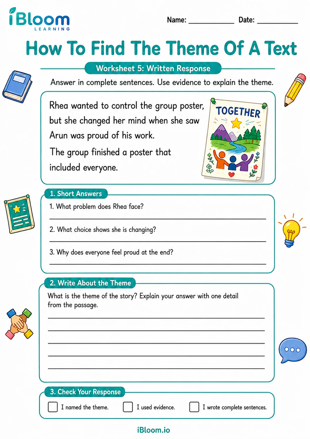 Preview page 1 of How To Find The Theme Of A Text — Written Response
