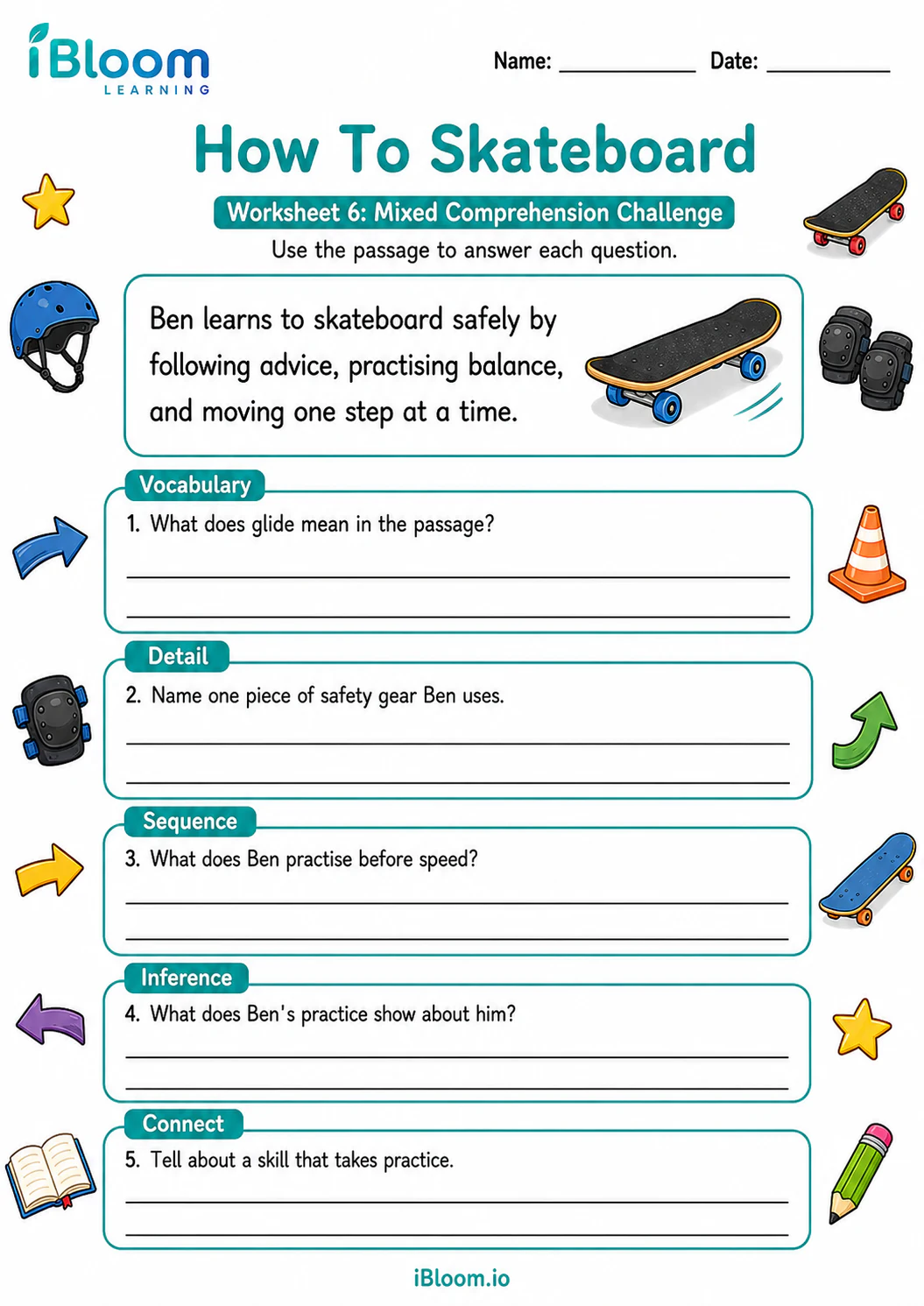 Preview page 1 of How To Skateboard — Mixed Comprehension Challenge
