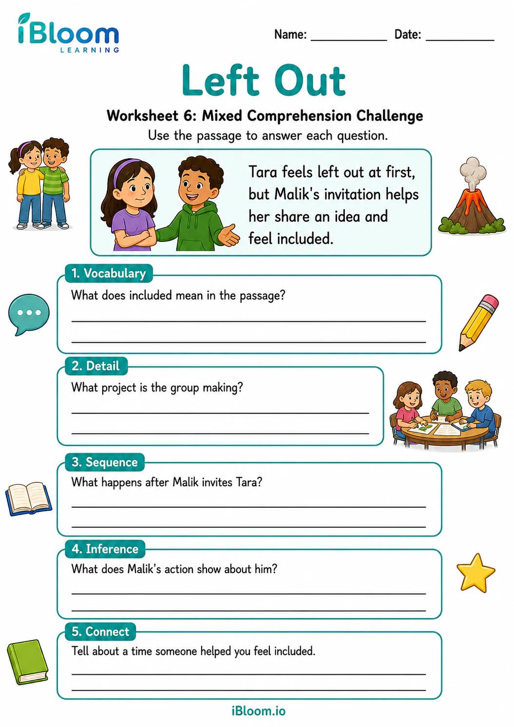 Preview page 1 of Left Out — Mixed Comprehension Challenge
