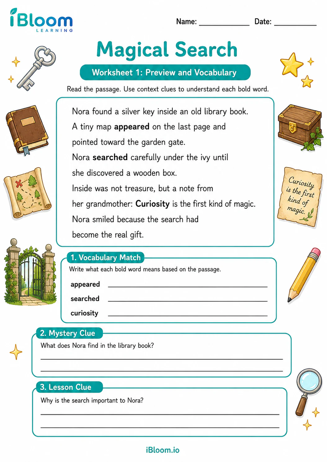 Preview page 1 of Magical Search — Preview and Vocabulary
