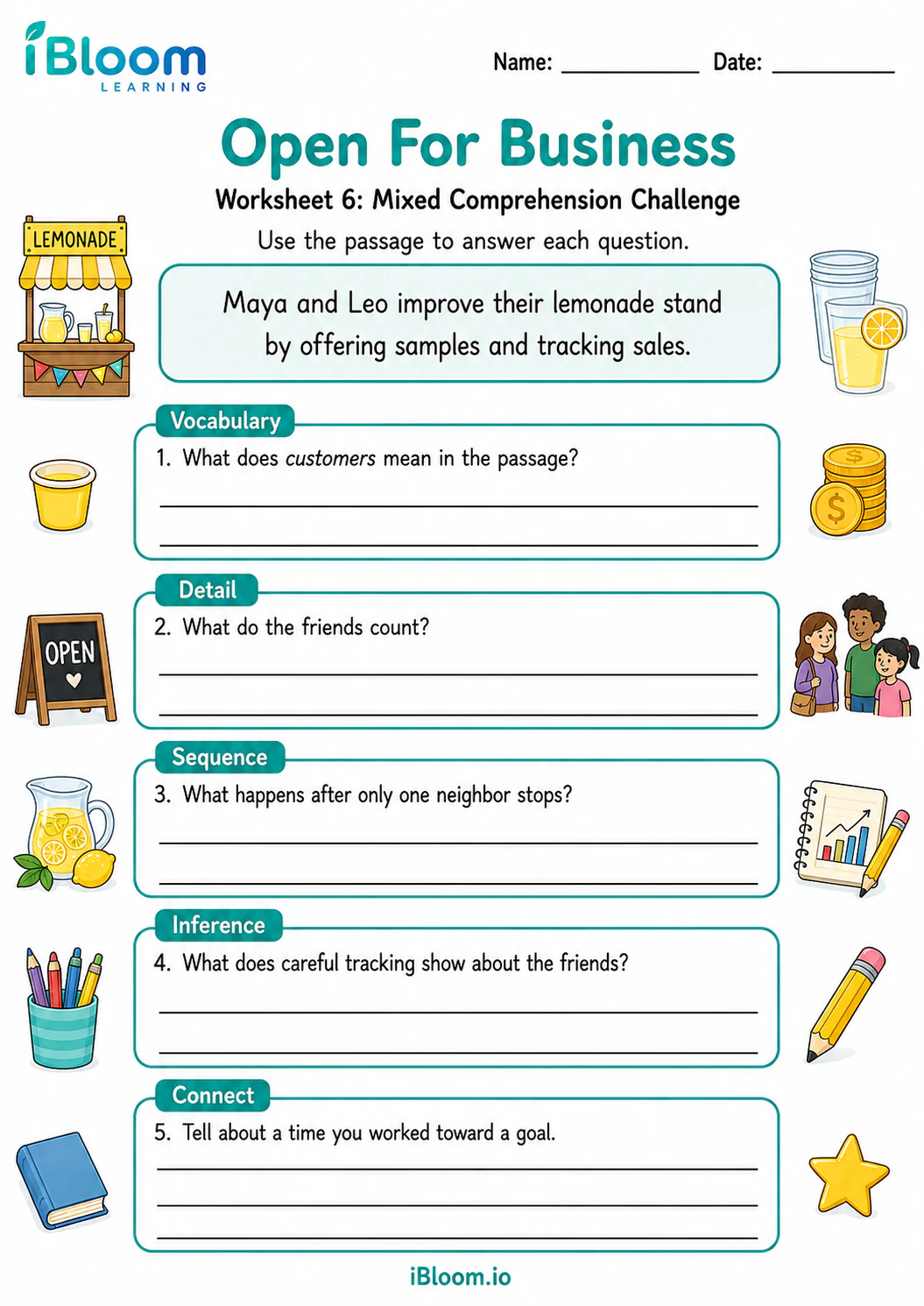 Preview page 1 of Open For Business — Mixed Comprehension Challenge