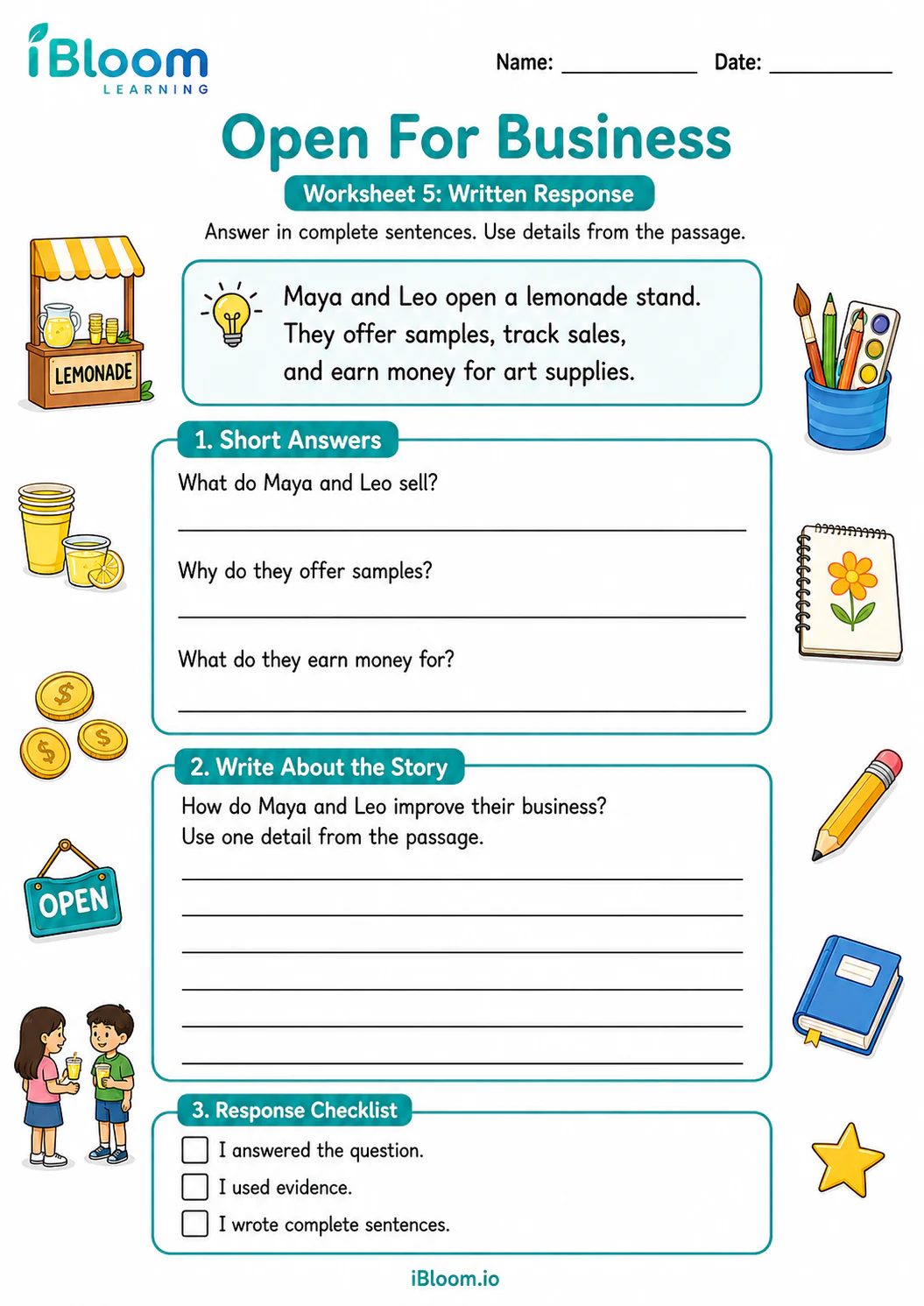 Preview page 1 of Open For Business — Written Response