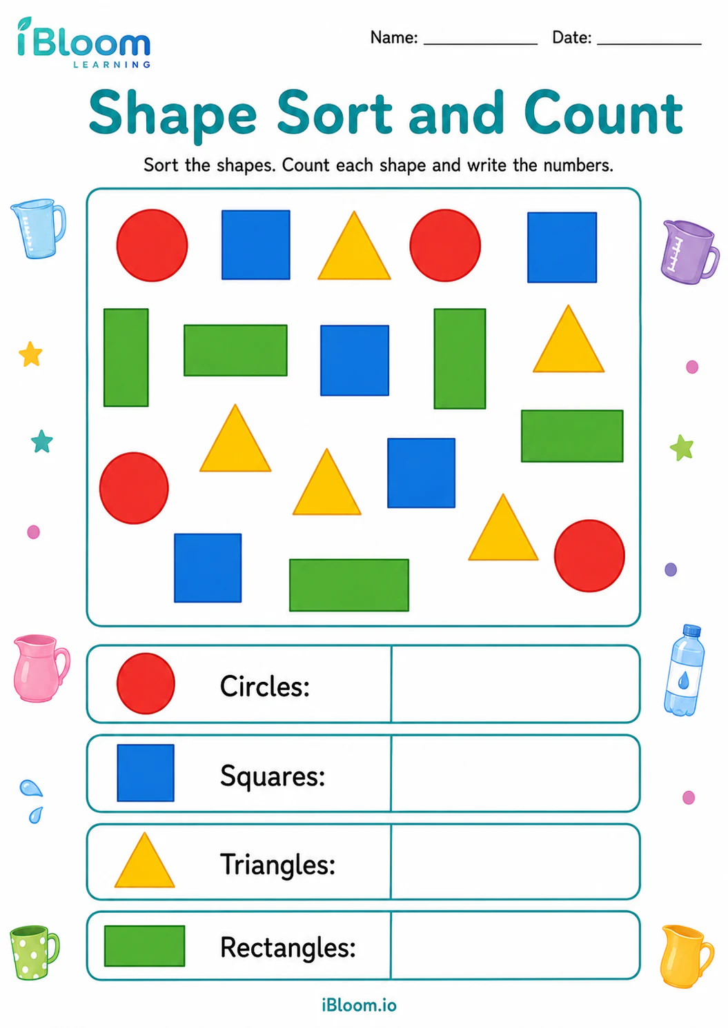 Preview of Shape Sort and Count worksheet