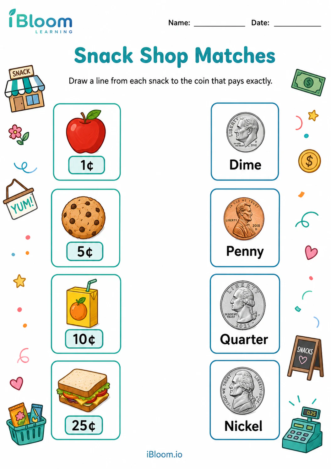 Preview page 1 of Snack Shop Matches