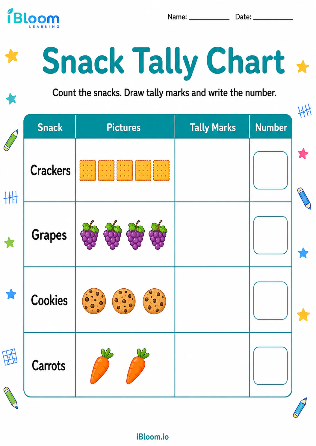 Preview page 1 of Snack Tally Chart