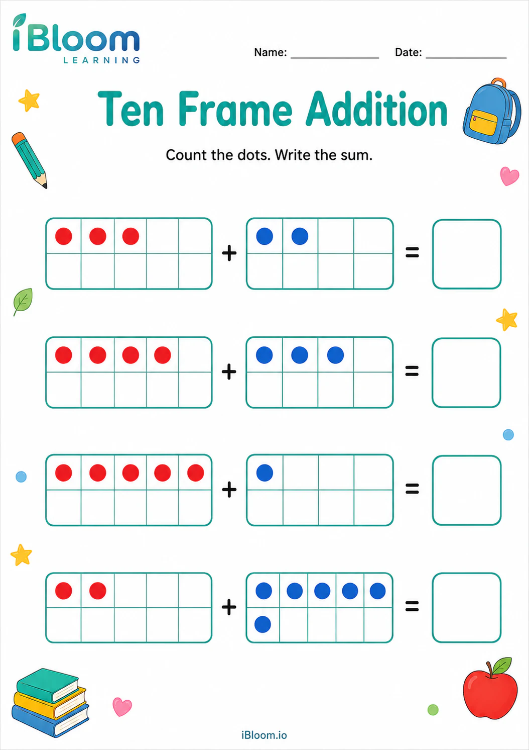 Preview page 1 of Ten Frame Addition