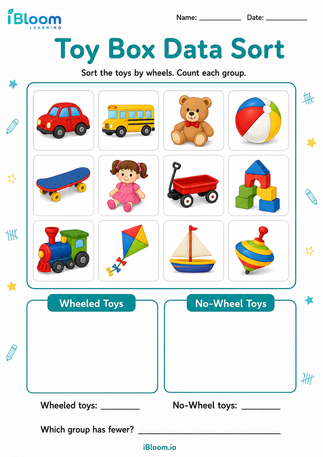 Preview of Toy Box Data Sort worksheet